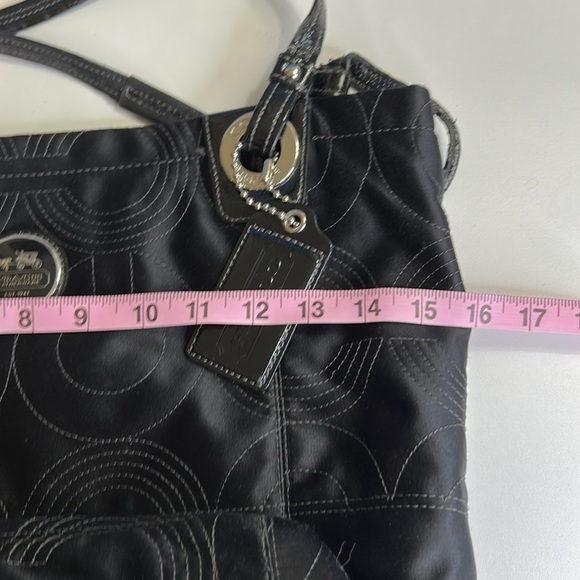 COACH LEATHERWEAR BLACK NYLON WITH SILVER ACCENTS TOTE HANDBAG - Picture 14 of 16